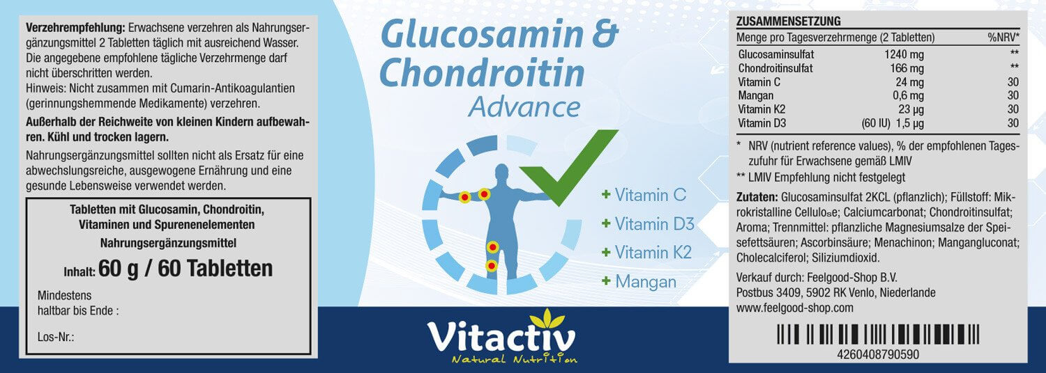 GLUCOSAMIN & CHONDROITIN Advance Etikett