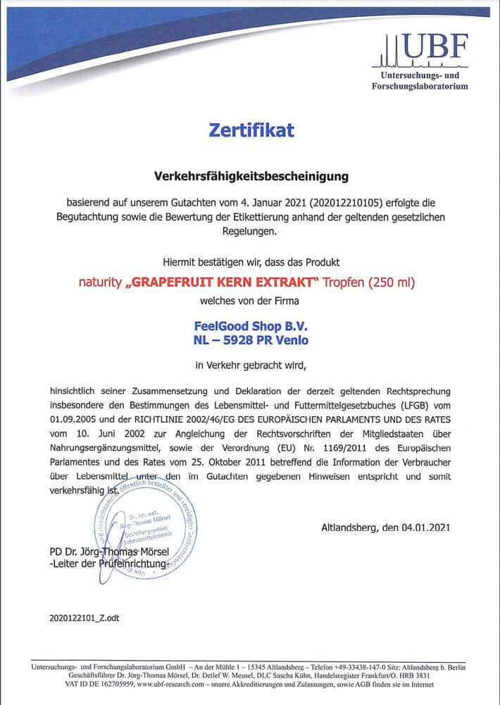 GRAPEFRUIT-KERN-EXTRAKT + Vitamin C 1200 BIO - 250 ml Etikett