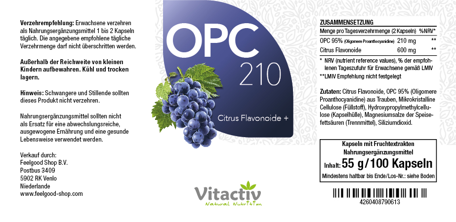 OPC 210 mg Etikett