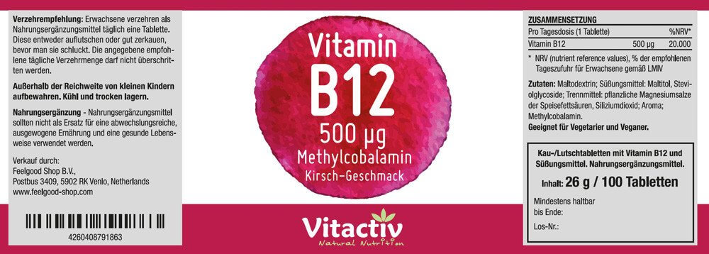 VITAMIN B12 500 mcg Etikett