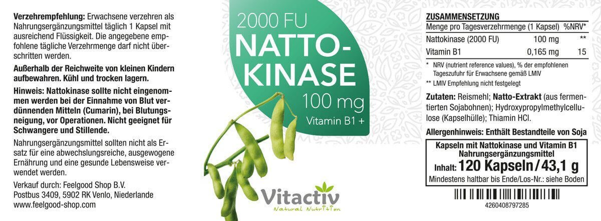 NATTOKINASE 100 mg Etikett