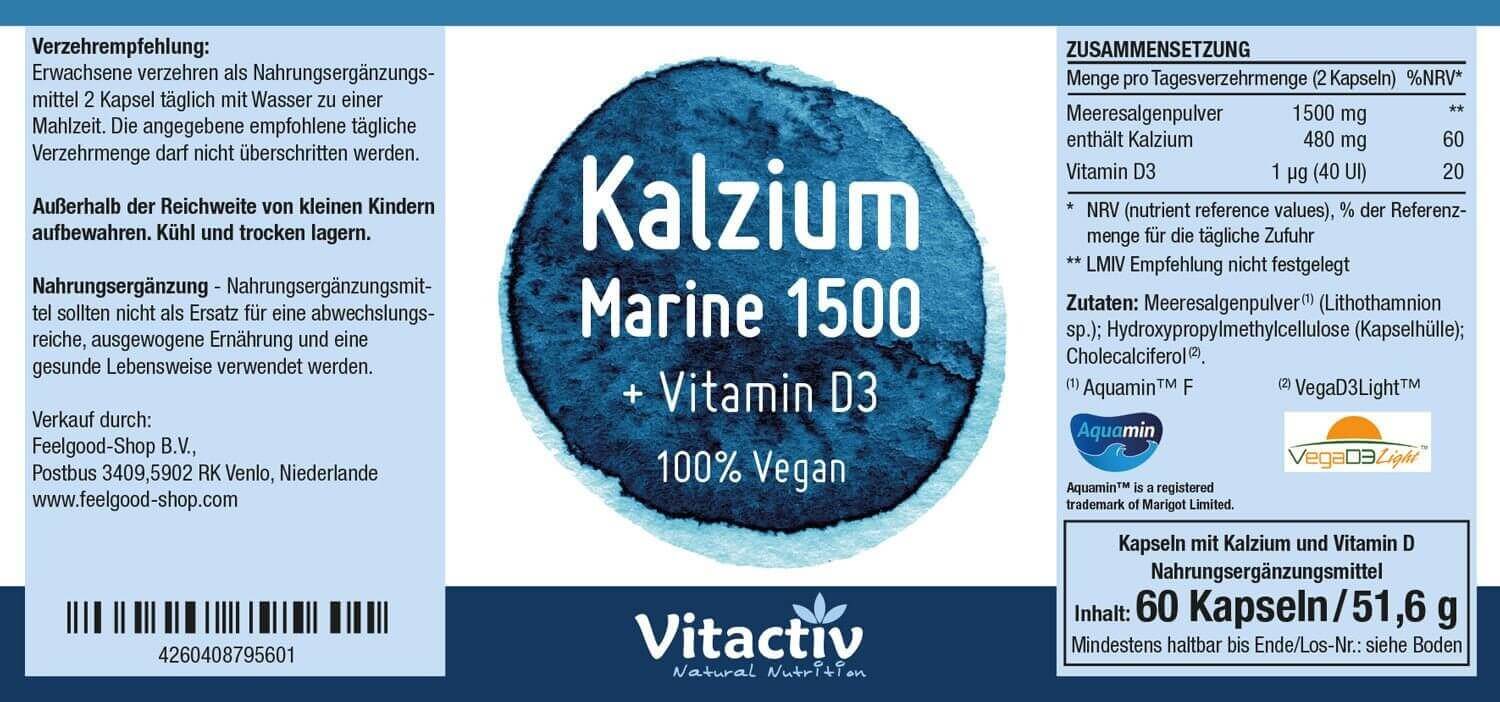 KALZIUM Marine 1500 Etikett