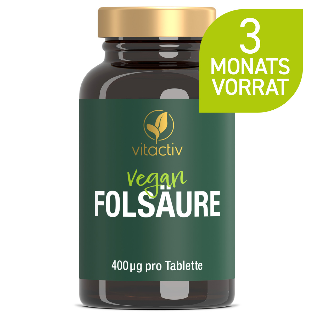 FOLSÄURE Tabletten von Vitactiv – 3 Monate Reichweite.