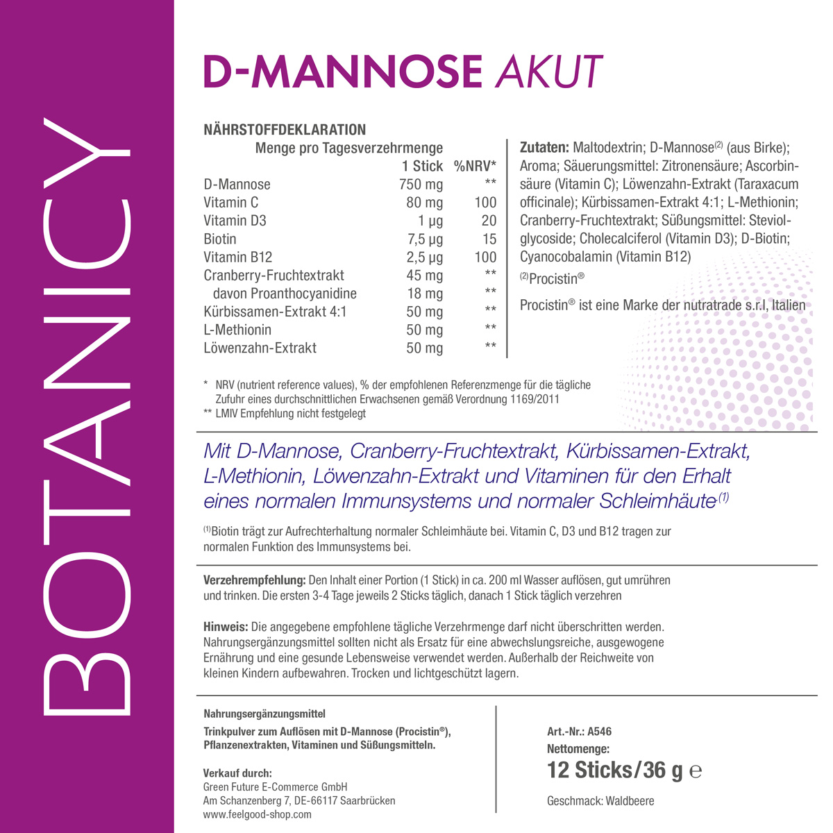 D-MANNOSE + Cranberry AKUT Sticks
