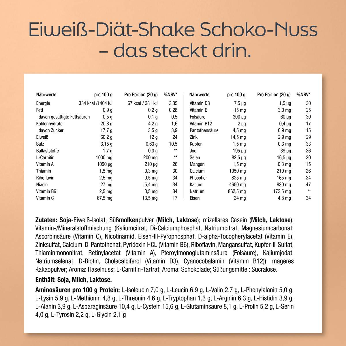 Protein diet shake - chocolate-nut, 500 g
