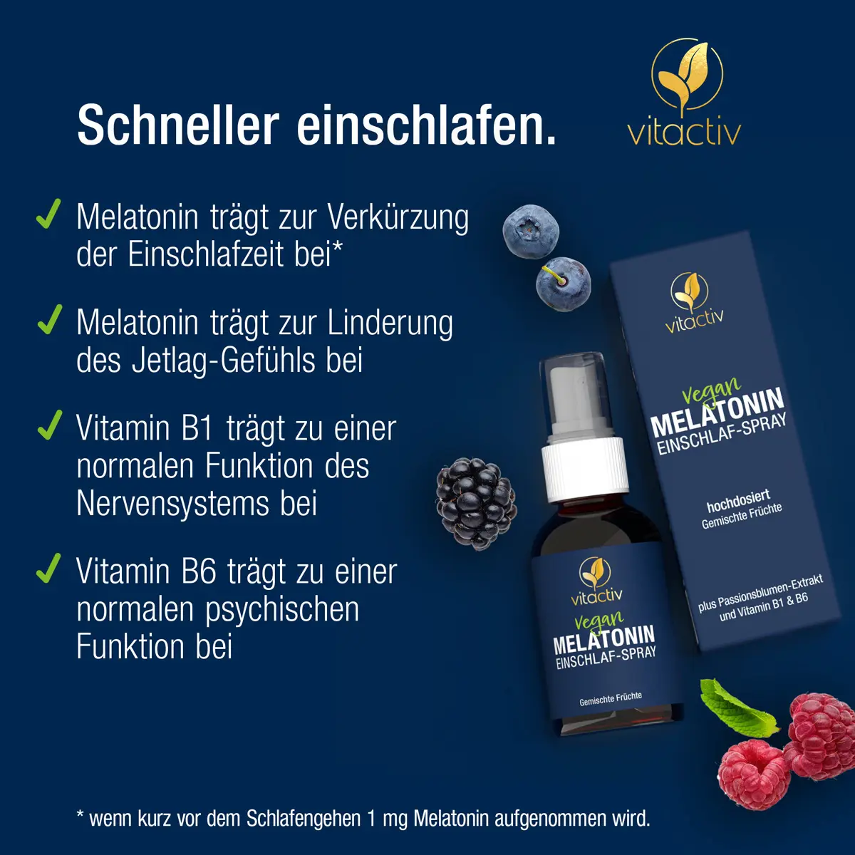 Melatonina Spray per il sonno - Frutti misti - 50 ml