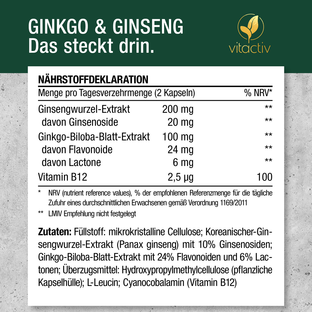 GINKGO & GINSENG + B12