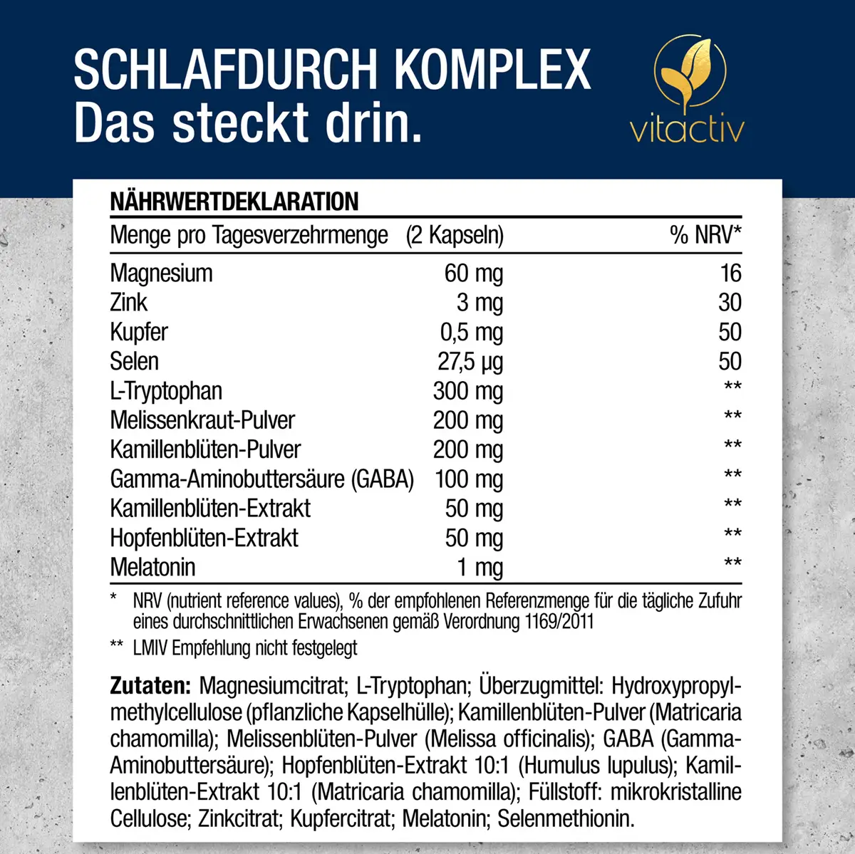 SCHLAFDURCH KOMPLEX – Melatonin Kapseln