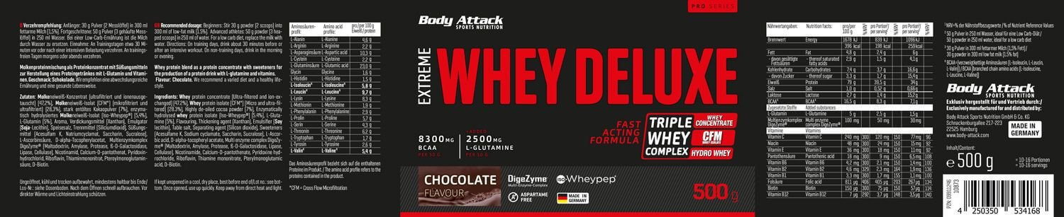 EXTREME WHEY DELUXE - Chocolate Cream Etikett