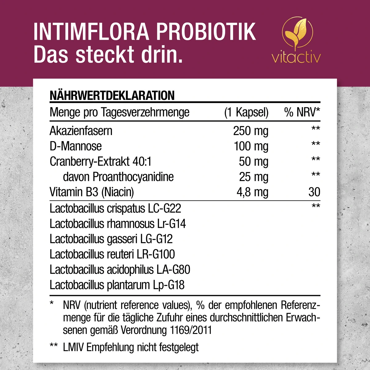 INTIMFLORA PROBIOTIK - Milchsäurebakterien