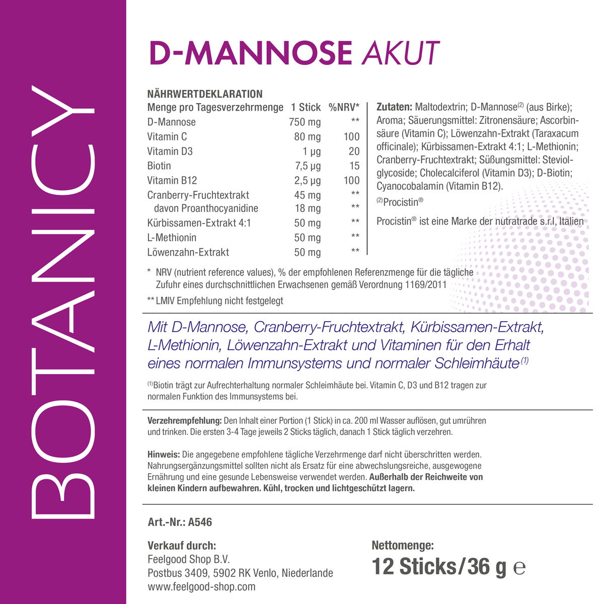 D-MANNOSE + Cranberry AKUT Sticks