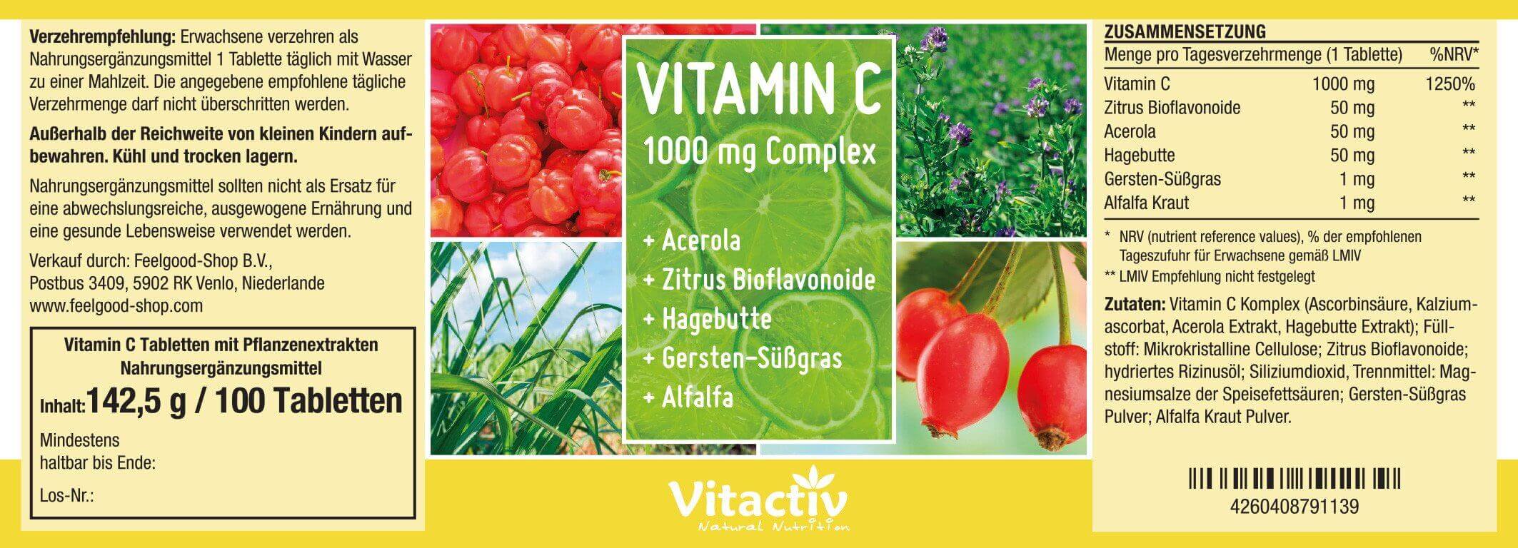 VITAMIN C 1000mg Complex + Acerola Etikett