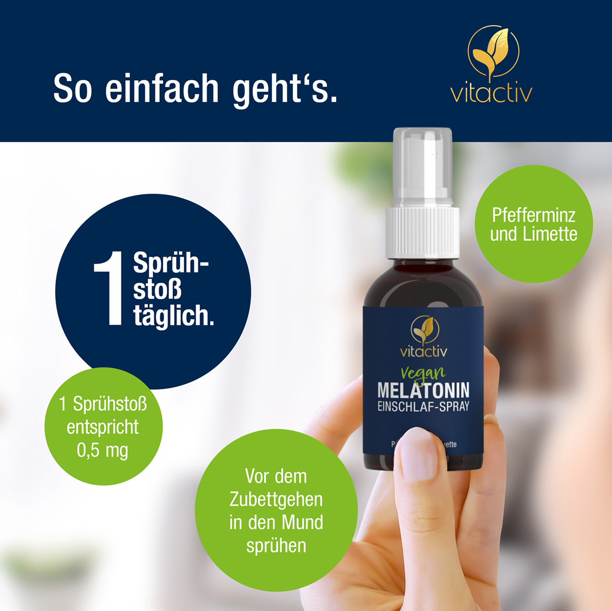 Melatonin Einschlaf-Spray - Pfefferminz & Limette - 50 ml