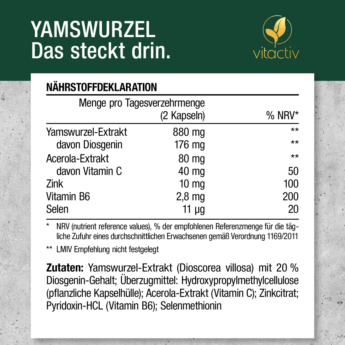 YAMSWURZEL WILD YAM cápsulas