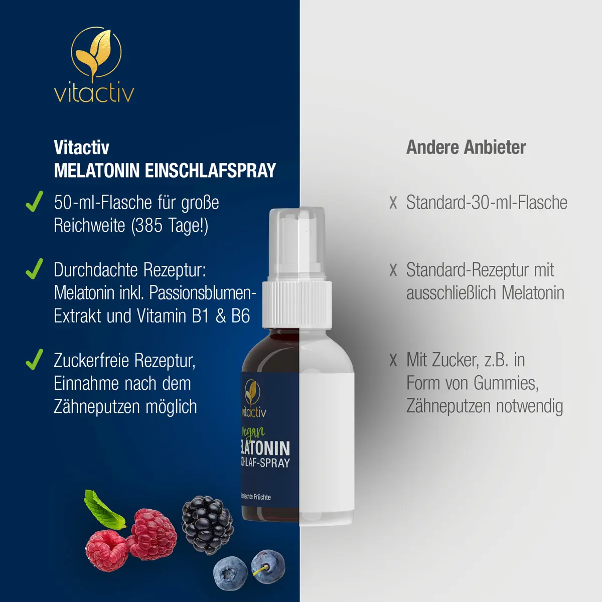 Melatonina Spray per il sonno - Frutti misti - 50 ml