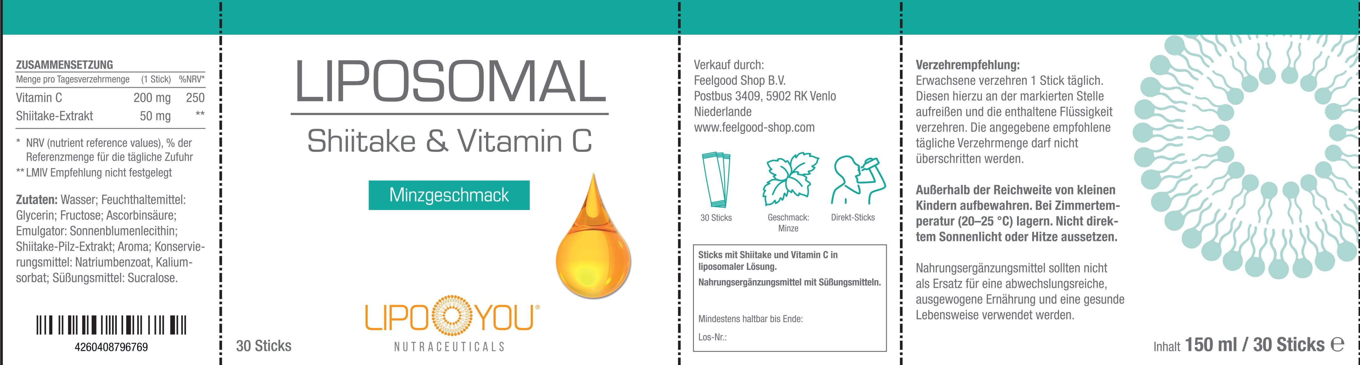 LIPOSOMAL Shiitake & Vitamin C Etikett