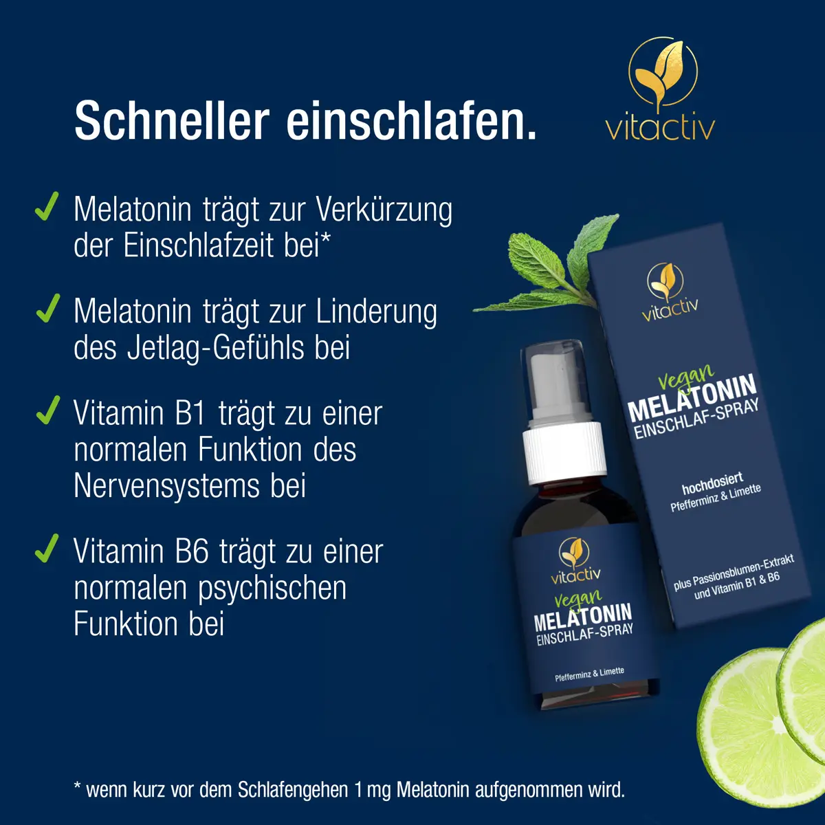 Melatonina Spray per il sonno - Menta piperita e lime - 50 ml